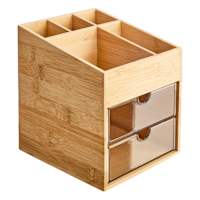 REAL SIMPLE 2-Drawer Bamboo Cosmetic Storage Organizer with Top Storage