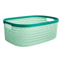 REAL SIMPLE Green Rattan Storage Basket, Large
