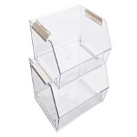REAL SIMPLE 2-Piece Clear Stackable Storage Bin Set, Small