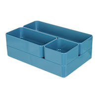 REAL SIMPLE 4-Piece Stackable Organization Set, Opaque Blue