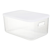 REAL SIMPLE Fluted Clear Storage Bin with Lid, Small