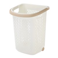 REAL SIMPLE Rolling Laundry Hamper with Handle, White