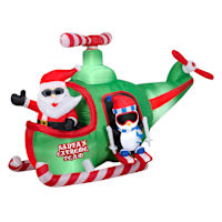 Animated Light Santa & Penguin in Helicopter Inflatable, 5.5'
