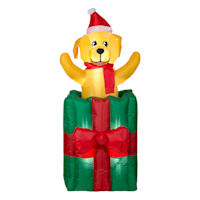 Animated Light Pop-Up Dog in Gift Box Inflatable, 5'