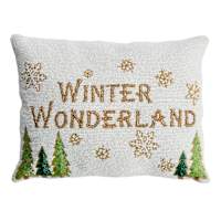 Winter Wonderland Beaded Throw Pillow, 12x16