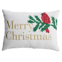 Merry Christmas Cross Stitch Throw Pillow, 14x20