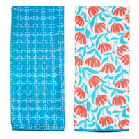REAL SIMPLE Set of 2 Blue Waffle Kitchen Towels