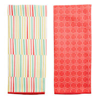 REAL SIMPLE Set of 2 Pink Waffle Kitchen Towels