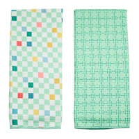 REAL SIMPLE Set of 2 Green Waffle Kitchen Towels
