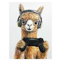 Gamer Alpaca Canvas Wall Art, 12x16