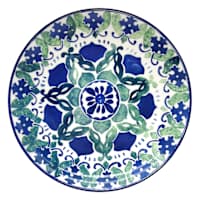 Blue Turquoise Pad Print Salad Plate