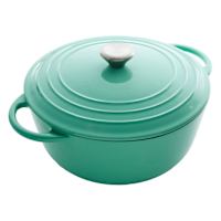 REAL SIMPLE Green Enameled Cast Iron Dutch Oven, 5qt