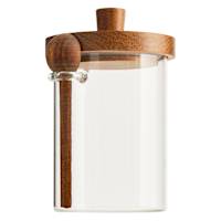 REAL SIMPLE Small Glass Canister with Acacia Wood Lid & 1tsp Spoon, 20oz