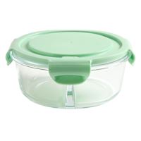 REAL SIMPLE Green Round Divided Glass Container, 27.5oz