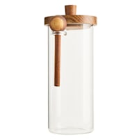 REAL SIMPLE Large Glass Canister with Acacia Lid & 1tsp Spoon, 33oz