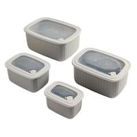 REAL SIMPLE 8-Piece Grey Rect Plastic Ribbed Mixing Bowl Set