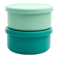REAL SIMPLE 4-Piece Tonal Green Silicone Round Storage Set