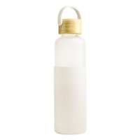 REAL SIMPLE White Glass Silicone Sleeve Bottle with Ring Top Carrier, 18oz