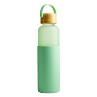 REAL SIMPLE Green Glass Silicone Sleeve Bottle with Ring Top Carrier, 18oz