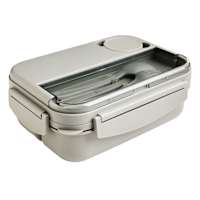 REAL SIMPLE Grey Bento Box with Utensils, 44oz