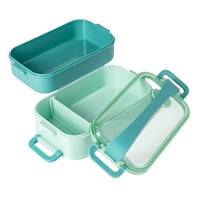 REAL SIMPLE Dual Layer Green Bento Box with Silicone Strap, 50oz