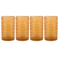 Set of 4 Spectra Amber Highball Glasses, 15oz