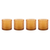Set of 4 Spectra Amber Double Old Fashioned Glasses, 13oz