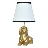 Gold Resin Dachshund Small Lamp with Trimmed Shade, 15"