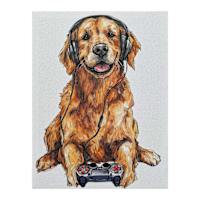 Gamer Golden Retriever Canvas Wall Art, 12x16