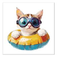 Kitten in Inner Tube Canvas Wall Art, 12"