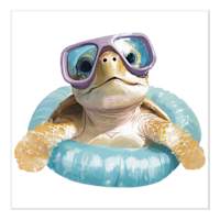 Turtle Floating About Canvas Wall Art, 12"