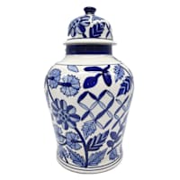 Blue Floral Ginger Jar, 13.5"