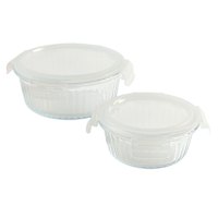 REAL SIMPLE 4-Piece 1.7 Cup & 4 Cup Ribbed Round Glass Food Storage Set