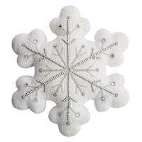White Beaded Snowflake Shaped Throw Pillow