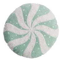 Green Beaded Peppermint Shaped Throw Pillow