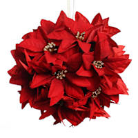 Red Poinsettia Kissing Ball, 8"