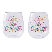 2-Count Cue Confetti Plastic Wine Glass Set