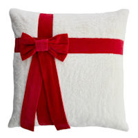 Peppermint Swirl Faux Fur Throw Pillow with Bow, 18"