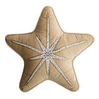 Gold Beaded Star Shaped Throw Pillow