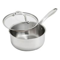 REAL SIMPLE Green Pan Tri-Ply Stainless Steel Covered Saucepan, 3qt