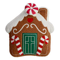 Gingerbread House Shaped Throw Pillow, 14"