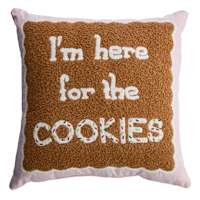 I'm Here for the Cookies Embroidered Throw Pillow, 18"