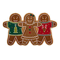 Gingerbread Trio Shaped Coir Mat, 18x30