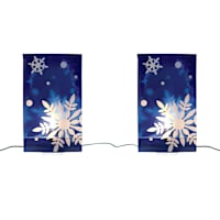 Set of 3 Flickering LED Snowflake Luminary Lights