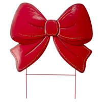 Classic Christmas Red Glitter Bow Yard Stake, 2'