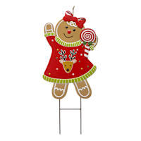 Gingerbread Lane Gingerbread Woman Yard Stake, 28"