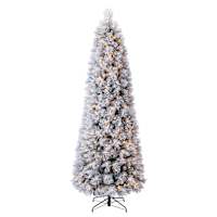 (C8) Pre-Lit Flocked Pheonix Pine Christmas Tree, 9'