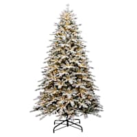 (C12) Pre-Lit Flocked Bradley Spruce Christmas Tree, 9'