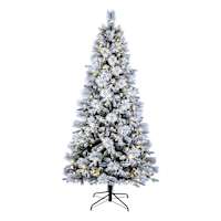 (B19) Pre-Lit Flocked Pine Christmas Tree, 7.5'