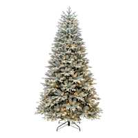 (B18) Snowy Dot Glittered Blue Spruce Christmas Tree, 7.5'